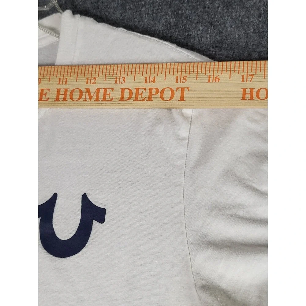 True Religion T-Shirt Men Small White Short Sleeve Horseshoe Logo Crewneck Shirt